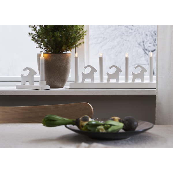 Julelysestake Bukk 18x10x6,5 cm Hvit