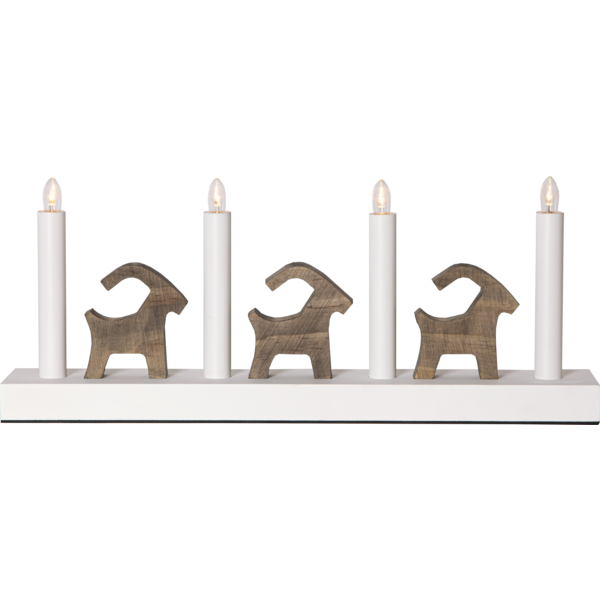 Adventslysestake Bruse 43x7x17,5 cm hvit/natur