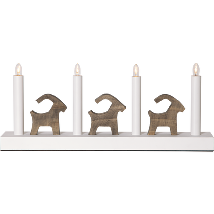 Adventslysestake Bruse 43x7x17,5 cm hvit/natur