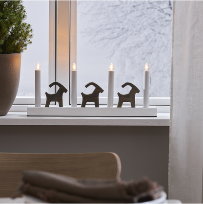 Adventslysestake Bruse 43x7x17,5 cm hvit/natur