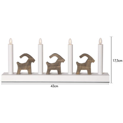 Adventslysestake Bruse 43x7x17,5 cm hvit/natur