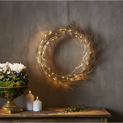 Belysning Jul Krans Fizzy 45 cm Guld