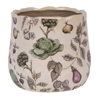 Blomsterpotter Blomsterkrukker Grønnsaker Ø 18x16 cm Beige Keramikk