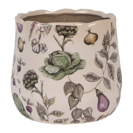 Blomsterpotter Blomsterkrukker Grønnsaker Ø 18x16 cm Beige Keramikk