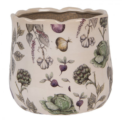 Blomsterpotter Blomsterkrukker Grønnsaker Ø 18x16 cm Beige Keramikk