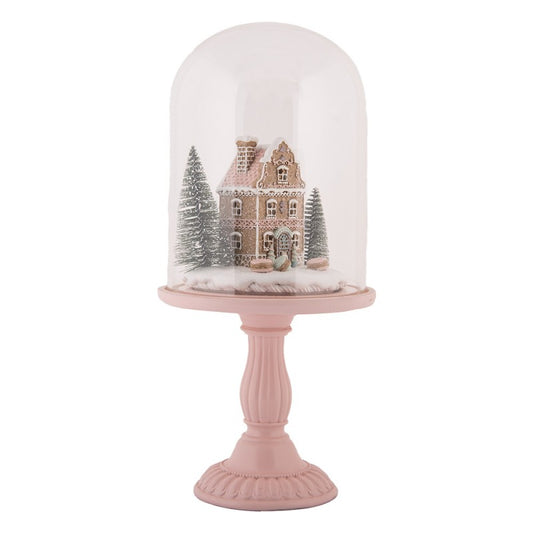Innendørs julepynt Glasskuppel By med LED-belysning Ø 17x36 cm Rosa