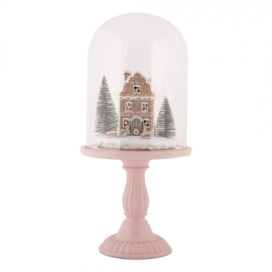 Innendørs julepynt Glasskuppel By med LED-belysning Ø 17x36 cm Rosa