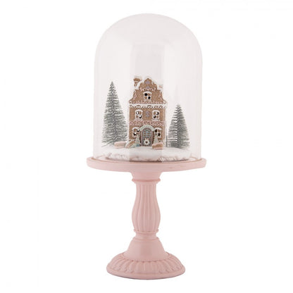 Innendørs julepynt Glasskuppel By med LED-belysning Ø 17x36 cm Rosa