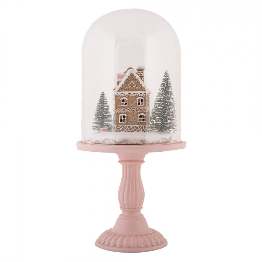 Innendørs julepynt Glasskuppel By med LED-belysning Ø 17x36 cm Rosa