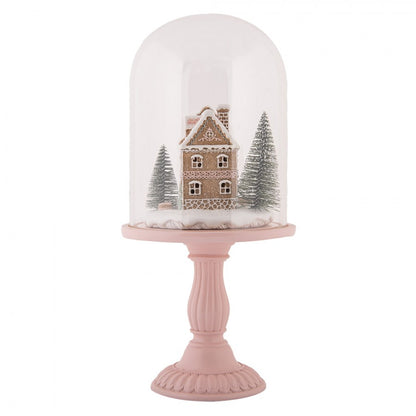 Innendørs julepynt Glasskuppel By med LED-belysning Ø 17x36 cm Rosa