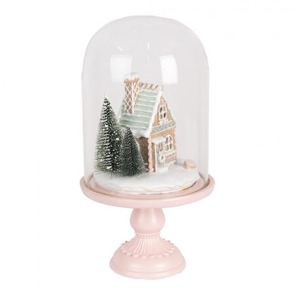 Innendørs julepynt Glasklokke By med LED-belysning Ø 17x30 cm Pastell
