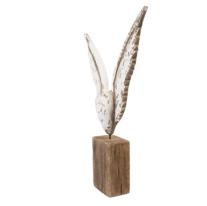Dekorasjon figur med vinger 26x5x33 cm Hvit Brun Tre