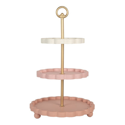 Dekorativt Fat Brett 3-lags kakestativ Ø 30x50 cm Rosa Metall