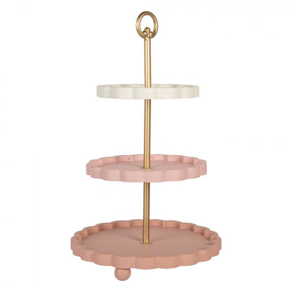 Dekorativt Fat Brett 3-lags kakestativ Ø 30x50 cm Rosa Metall