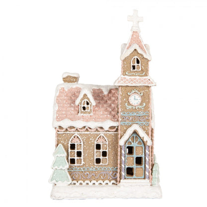 Belysning Jul Pepperkakekirke med LED 14x12x23 cm Pastell
