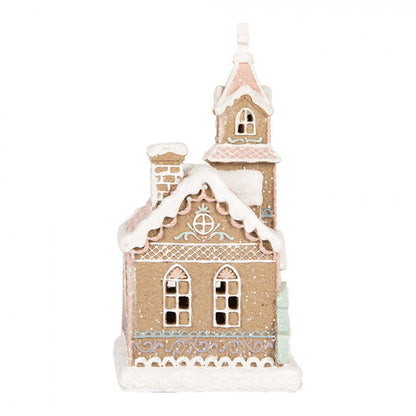 Belysning Jul Pepperkakekirke med LED 14x12x23 cm Pastell
