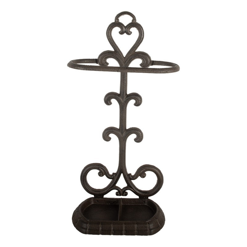 Paraplystativ 29x15x56 cm Brun Metall Hjerte