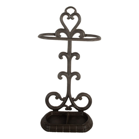 Paraplystativ 29x15x56 cm Brun Metall Hjerte