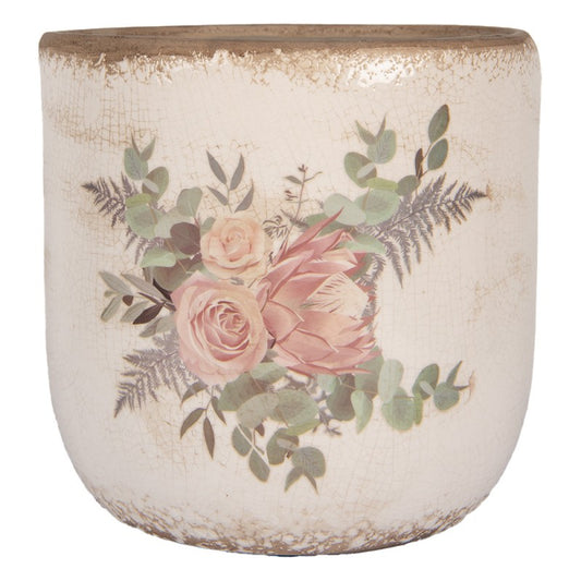Blomsterpotte Vintage Ø 20x19 cm Beige Keramiske blomster