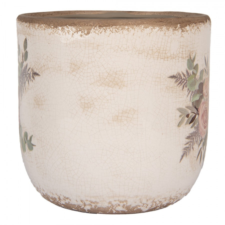 Blomsterpotte Vintage Ø 20x19 cm Beige Keramiske blomster