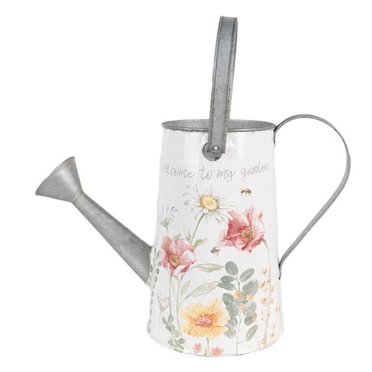 Utendørsdekor DIV. vannkanne 36x17x25 cm Hvite blomster metall
