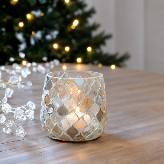 Lyslykt Mosaikk 2-pakning champagne