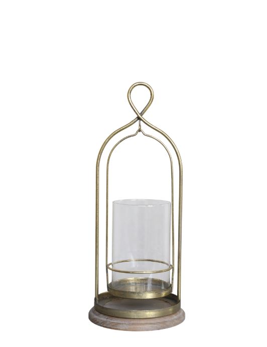 Lyslykt H34/Ø14 cm antikk messing