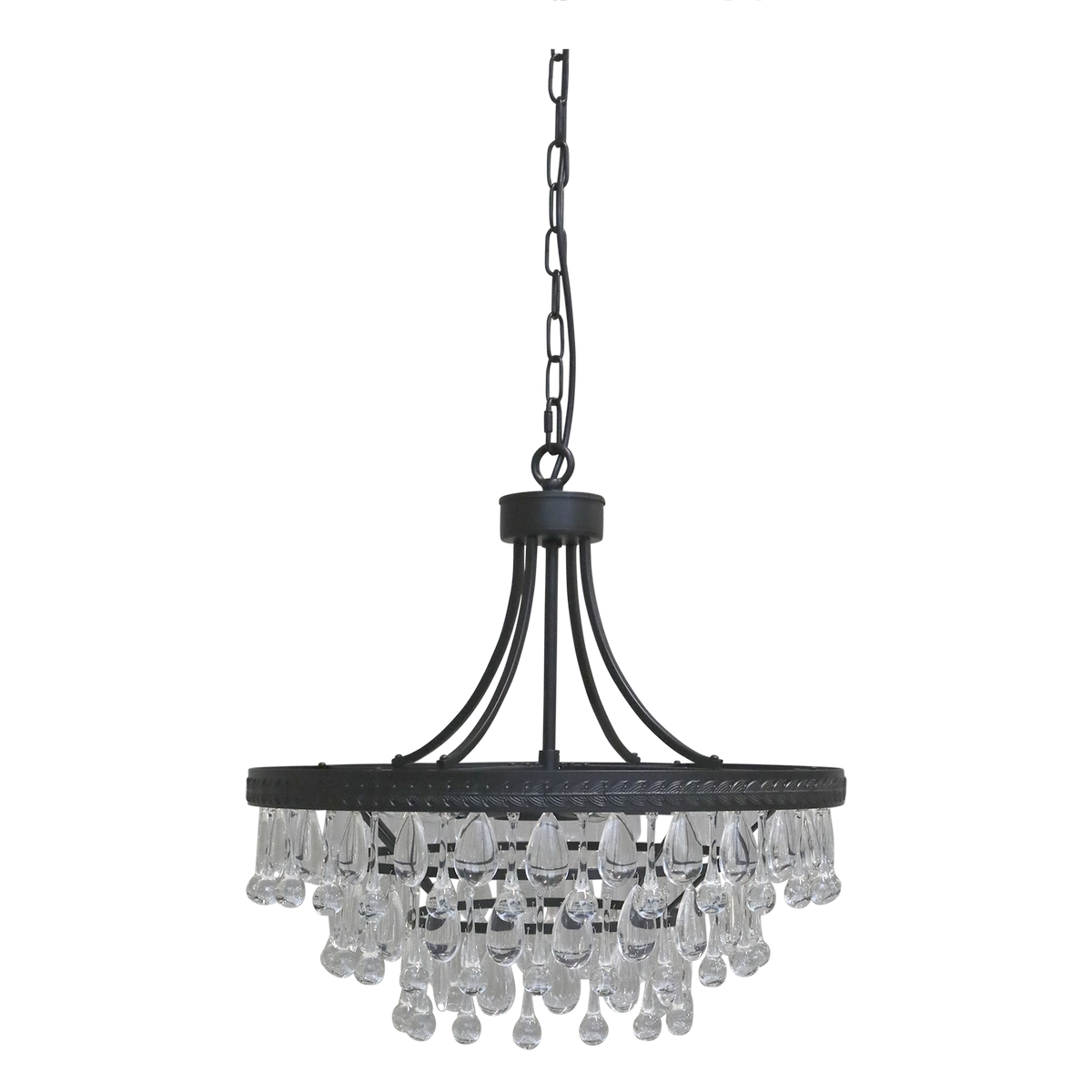 Taklampe Versailles lysekrone med dråpeformede glassprism H49/Ø50 cm svart