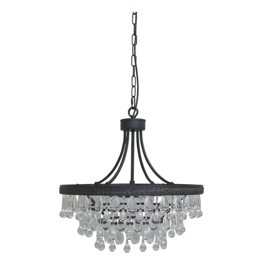 Taklampe Versailles lysekrone med dråpeformede glassprism H49/Ø50 cm svart