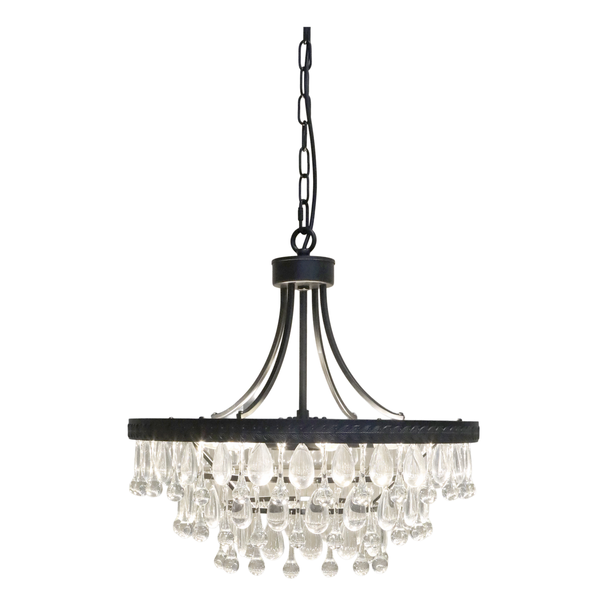 Taklampe Versailles lysekrone med dråpeformede glassprism H49/Ø50 cm svart