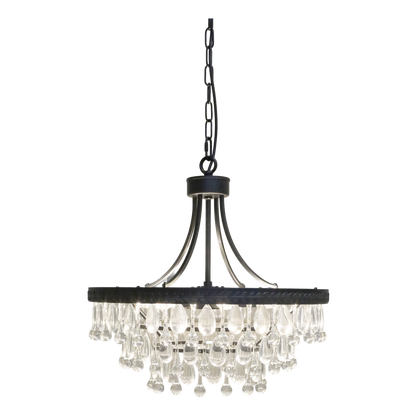 Taklampe Versailles lysekrone med dråpeformede glassprism H49/Ø50 cm svart