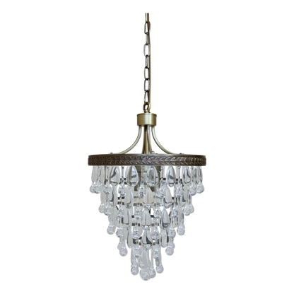 Taklampe Versailles lysekrone med dråpeformede glassprism H54/Ø35 cm Messing