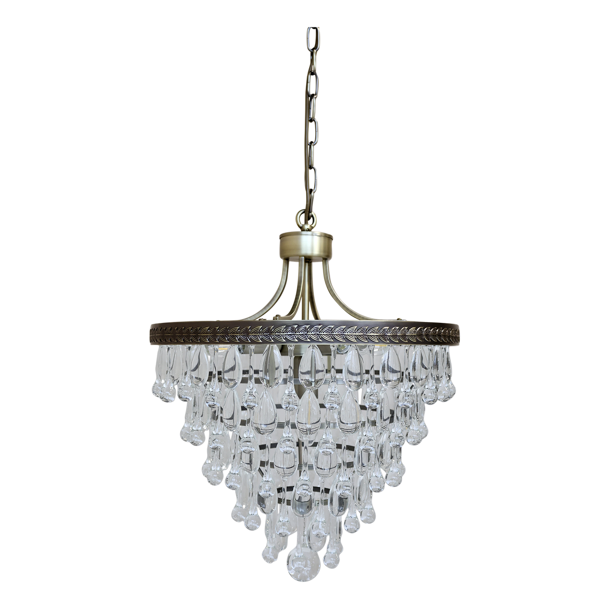 Taklampe Versailles lysekrone med dråpeformede glassprism H54/Ø45 cm Messing