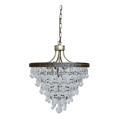 Taklampe Versailles lysekrone med dråpeformede glassprism H54/Ø45 cm Messing