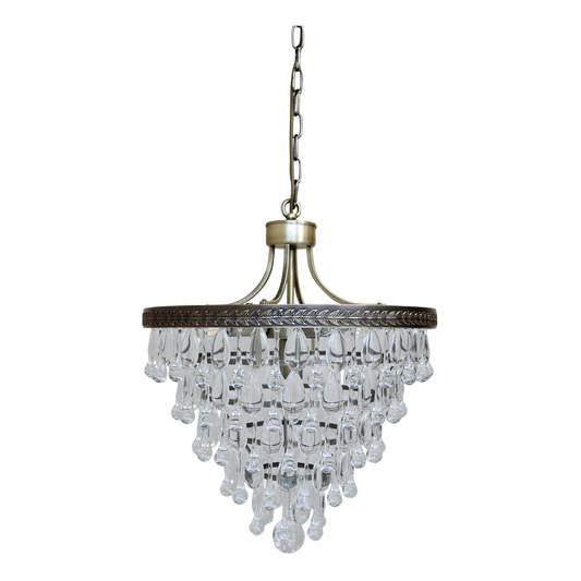 Taklampe Versailles lysekrone med dråpeformede glassprism H54/Ø45 cm Messing