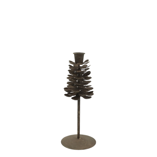 Julelysestake Kjegle H23/Ø10 cm antikk mokka