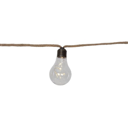 Batteridrevet belysning Ljusslinga med 10 LED ljus och kabel med juterep
