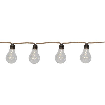 Batteridrevet belysning Ljusslinga med 10 LED ljus och kabel med juterep