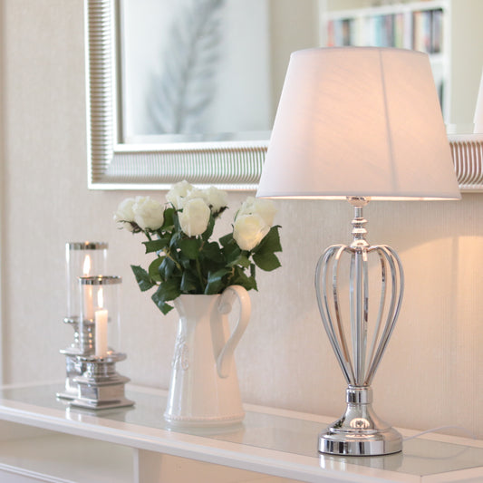 Bordlampe Lampfot Krone 40 cm Sølv
