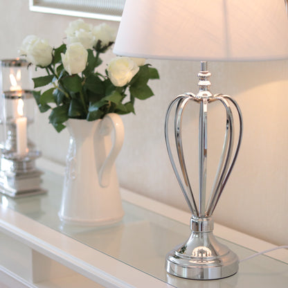Bordlampe Lampfot Krone 40 cm Sølv