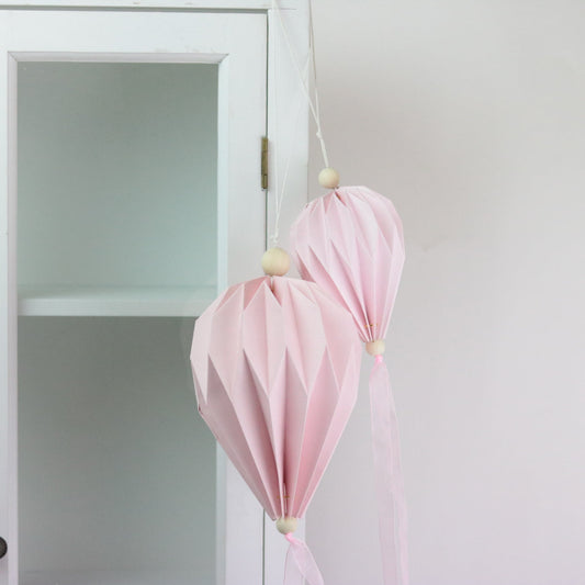 Papirballong med tøyremser 85 cm - lyserosa