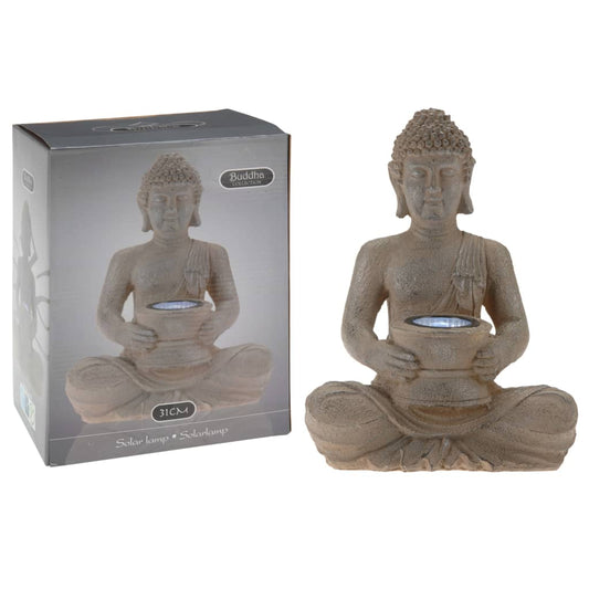 Hagebelysning Div. Solcelle Hagedekorasjon Polystein Buddha med soldrevet lys