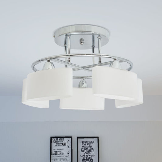 Taklampe med ellipseformede glasskjermer for 5 E14-pærer 200 W