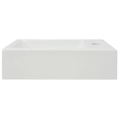 Baderomservant med kranhull rektangulært keramisk Hvit 46x25,5x12 cm