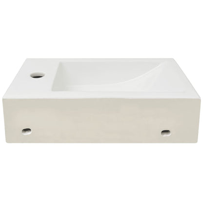 Baderomservant med kranhull rektangulært keramisk Hvit 46x25,5x12 cm