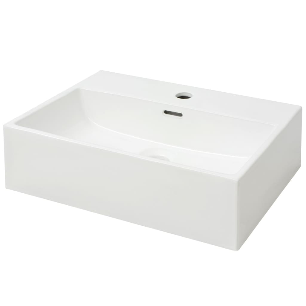 Baderomsvask med kranhull keramisk Hvit 51,5x38,5x15 cm