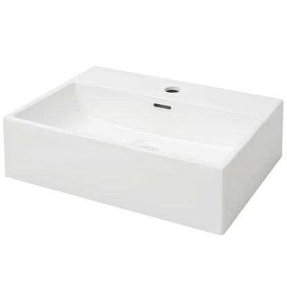 Baderomsvask med kranhull keramisk Hvit 51,5x38,5x15 cm