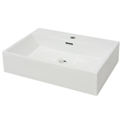 Baderomsvask med kranhull keramisk Hvit 60,5x42,5x14,5 cm