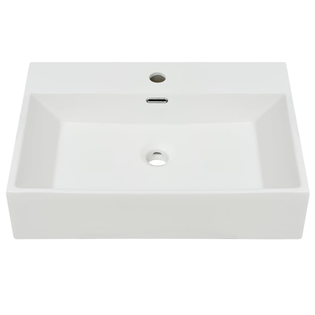 Baderomsvask med kranhull keramisk Hvit 60,5x42,5x14,5 cm