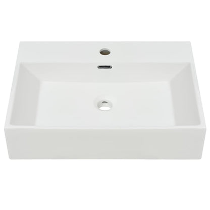 Baderomsvask med kranhull keramisk Hvit 60,5x42,5x14,5 cm